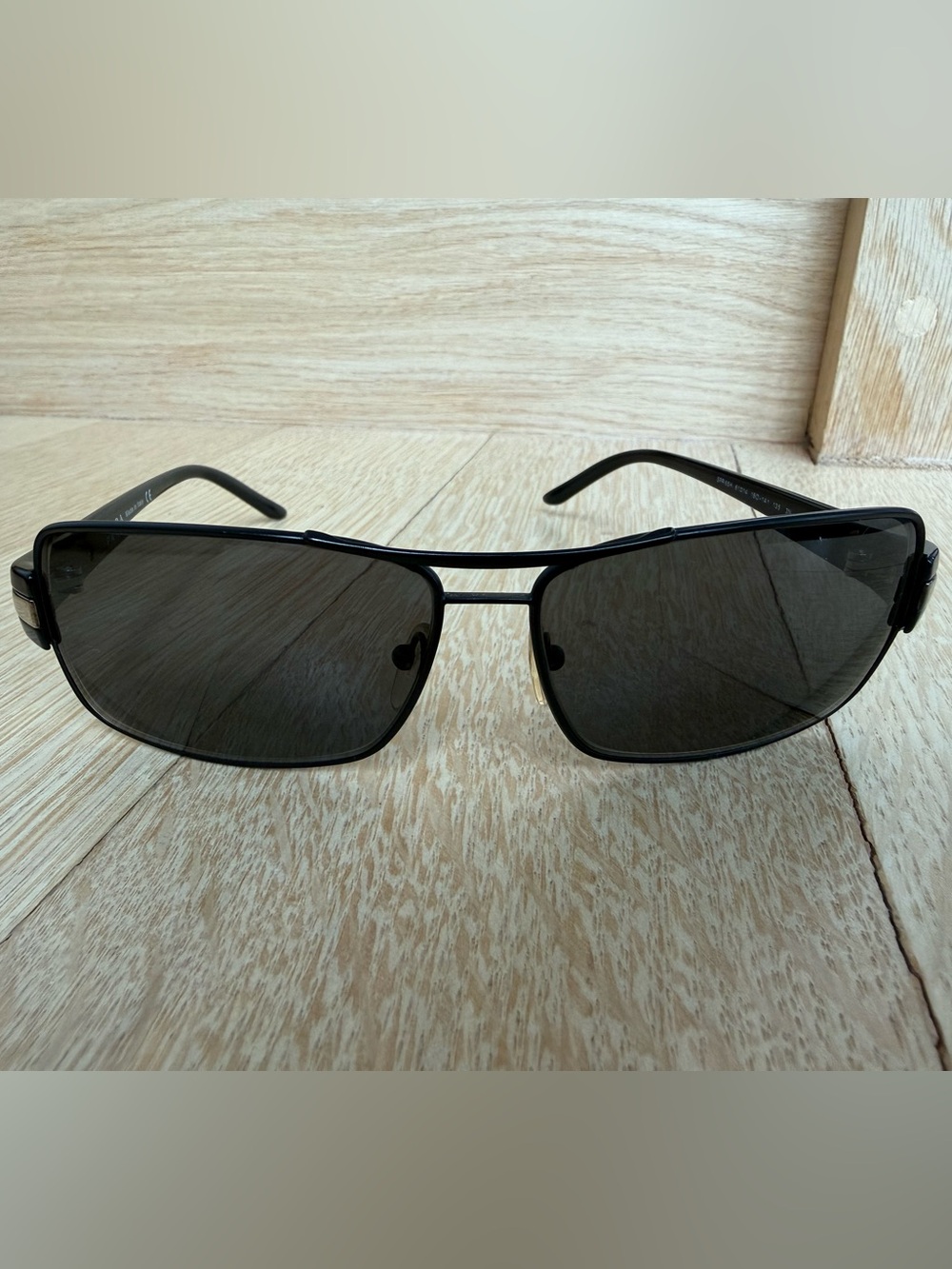 Authentic Prada Mens Black and Gold Rectangular Sunglasses - Picture 4 of 11